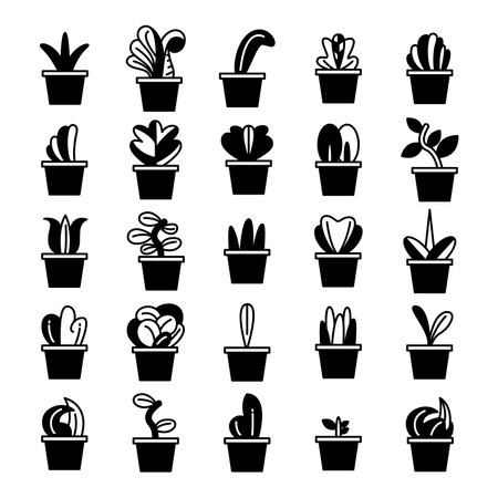 plant in pot and tree iconsのイラスト素材