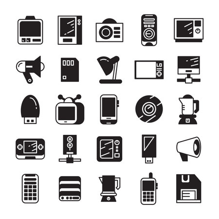 electronic device and appliance icons setのイラスト素材