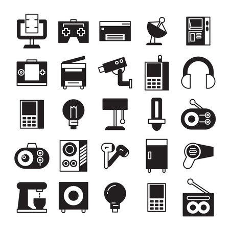 electronic device and appliance icons setのイラスト素材