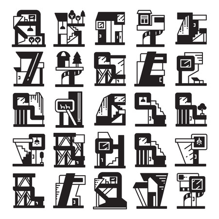modern home and building icons setのイラスト素材