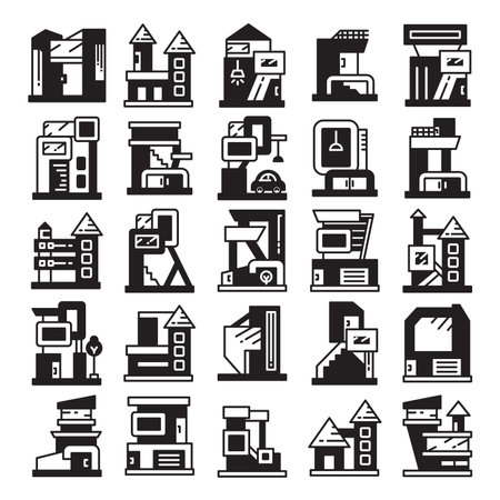 modern home and building icons setのイラスト素材