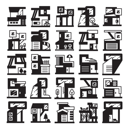 modern home and building icons setのイラスト素材