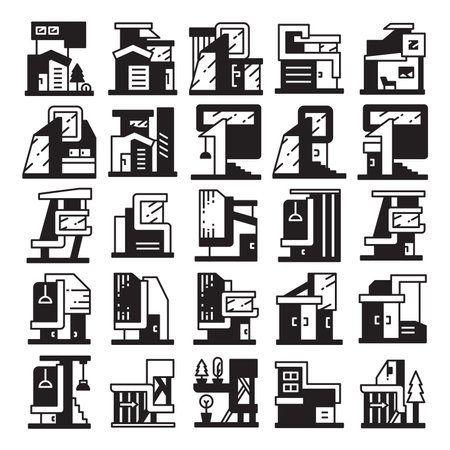 modern home and building icons setのイラスト素材