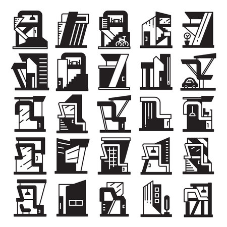 modern home and building icons setのイラスト素材