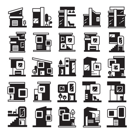 modern home and building icons setのイラスト素材