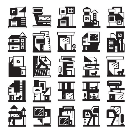 modern home and building icons setのイラスト素材