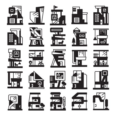 modern home and building icons setのイラスト素材