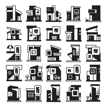 modern home and building icons setのイラスト素材