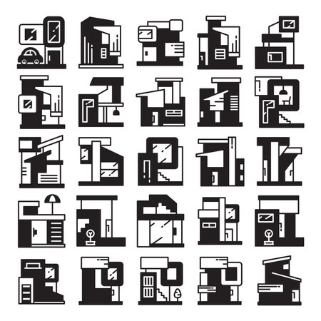 modern home and building icons setのイラスト素材