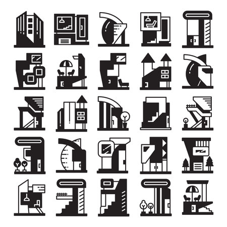 modern home and building icons setのイラスト素材