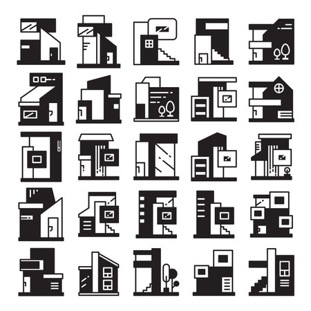 modern home and building icons setのイラスト素材