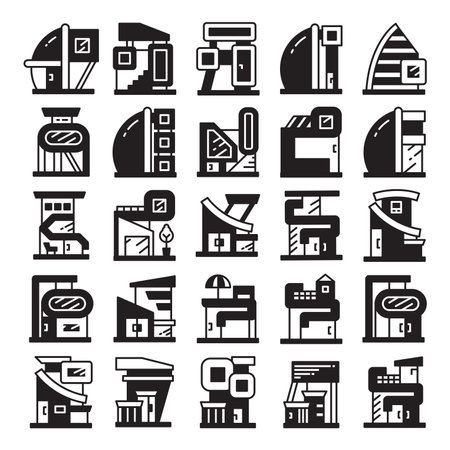modern home and building icons setのイラスト素材