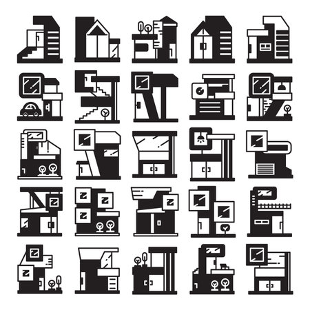 modern home and building icons setのイラスト素材