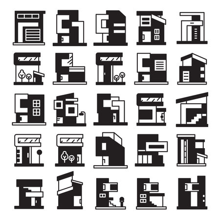 modern home and building icons setのイラスト素材