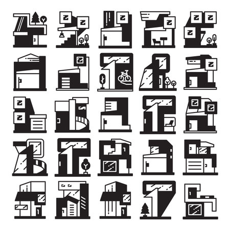 modern home and building icons setのイラスト素材