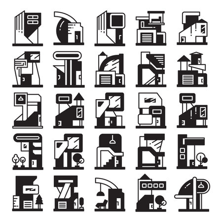 modern home and building icons setのイラスト素材