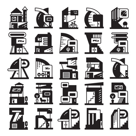 modern home and building icons setのイラスト素材