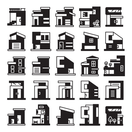 modern home and building icons setのイラスト素材
