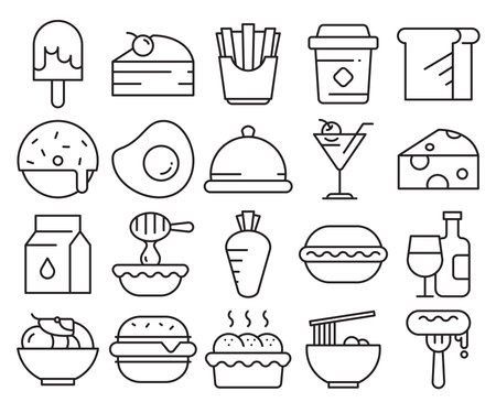 food and dessert icons setのイラスト素材