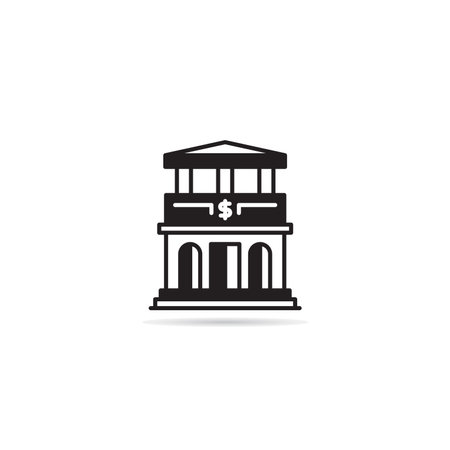 bank building icon on white backgroundのイラスト素材