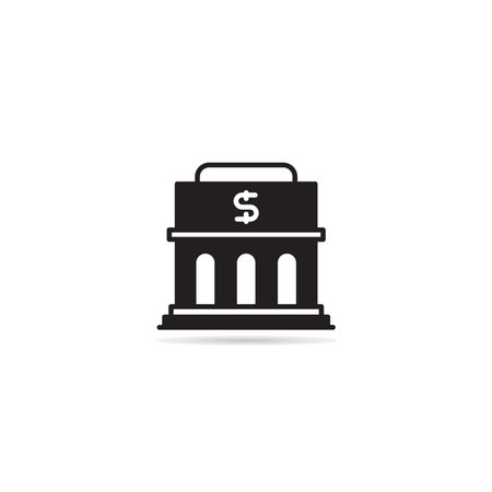bank building icon on white backgroundのイラスト素材