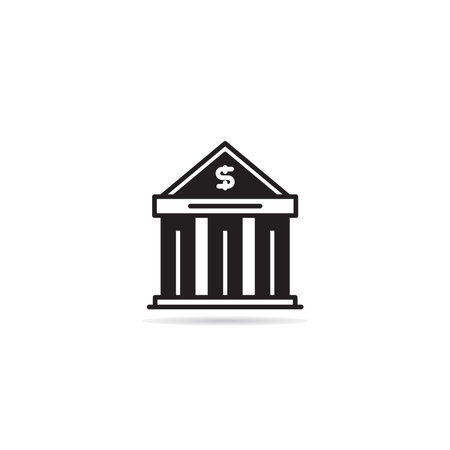 bank building icon on white backgroundのイラスト素材