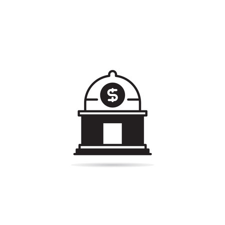 bank building icon on white backgroundのイラスト素材