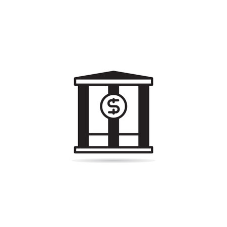 bank building icon on white backgroundのイラスト素材