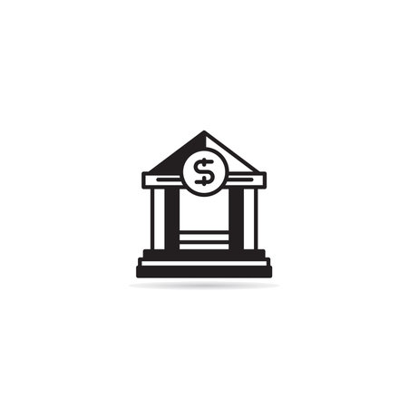 bank building icon on white backgroundのイラスト素材