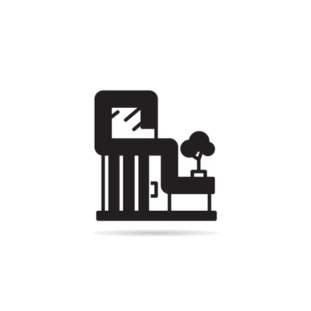 modern building icon on white backgroundのイラスト素材