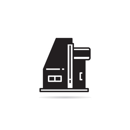 modern house building icon on white backgroundのイラスト素材