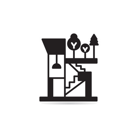 modern house building icon on white backgroundのイラスト素材