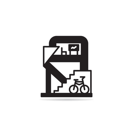 modern building icon on white backgroundのイラスト素材
