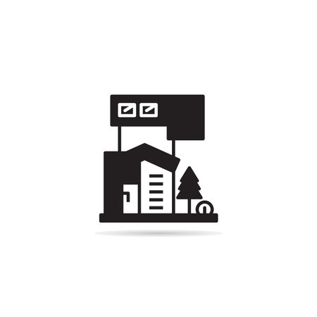 house building icon on white backgroundのイラスト素材