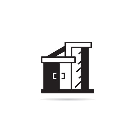modern house building icon on white backgroundのイラスト素材