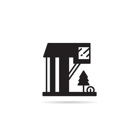 modern house building icon on white backgroundのイラスト素材
