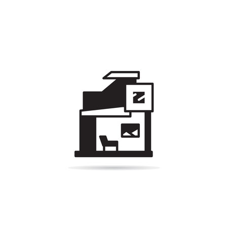 modern house building icon on white backgroundのイラスト素材