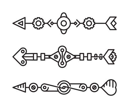 arrows bows tattoo line art steampunk styleのイラスト素材