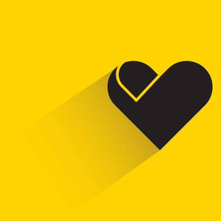 heart icon with shadow on yellow backgroundのイラスト素材