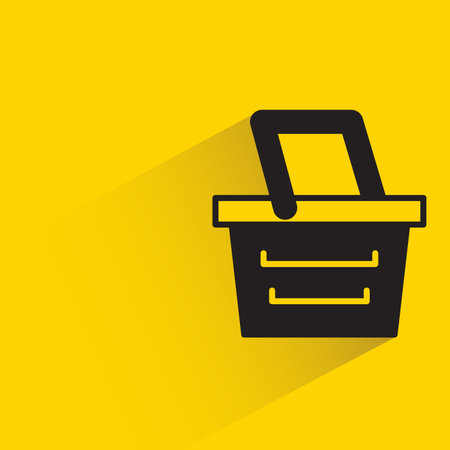 shopping basket icon with shadow on yellow backgroundのイラスト素材