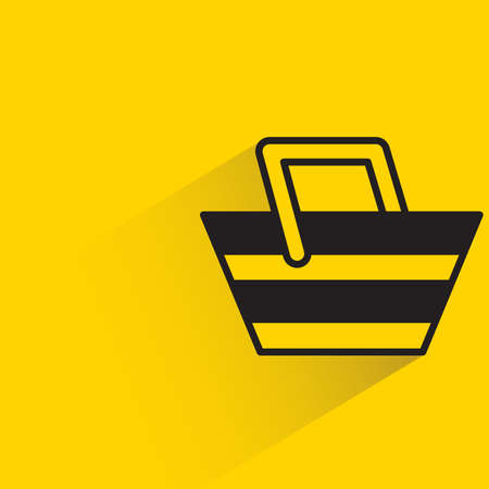 shopping basket icon with shadow on yellow backgroundのイラスト素材