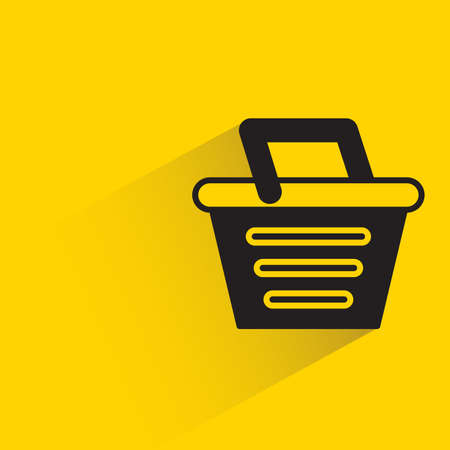 shopping basket icon with shadow on yellow backgroundのイラスト素材