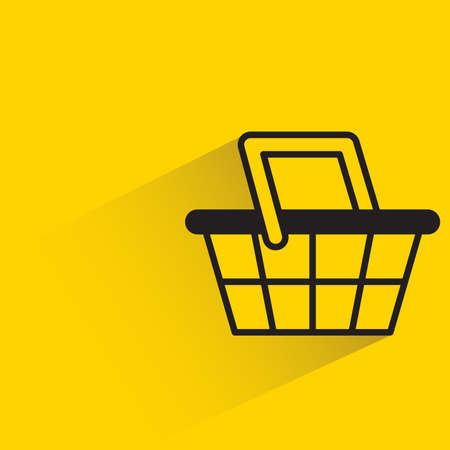 shopping basket with shadow on yellow backgroundのイラスト素材