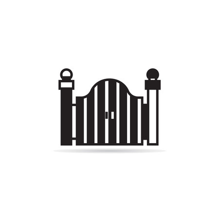 house gate icon on white backgroundのイラスト素材