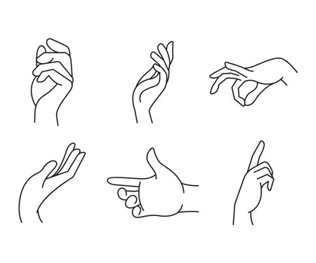 hand gestures set line illustrationのイラスト素材