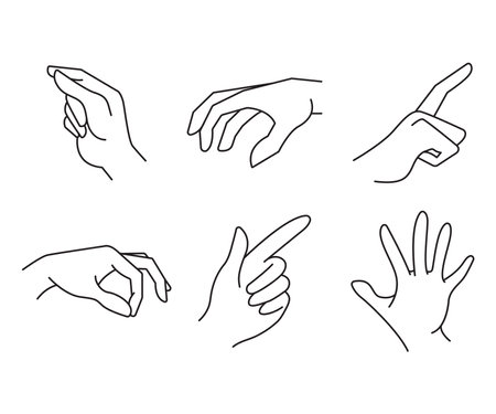 hand gestures set line illustrationのイラスト素材