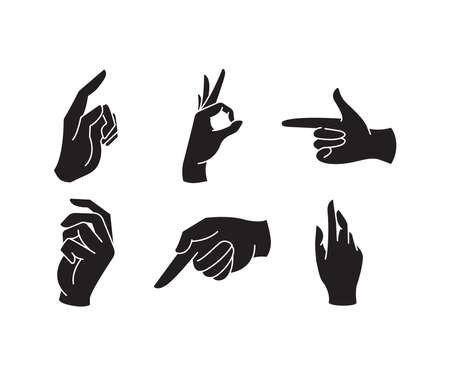 hand gestures set silhouette illustrationのイラスト素材