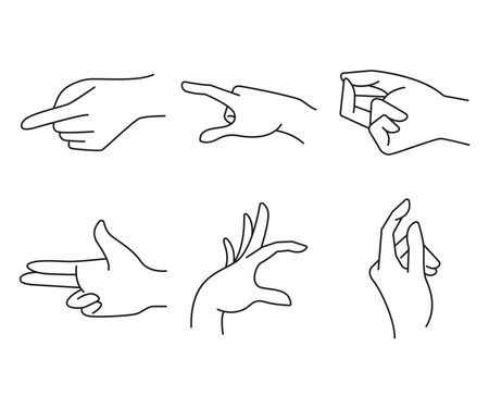 hand gestures set line illustrationのイラスト素材