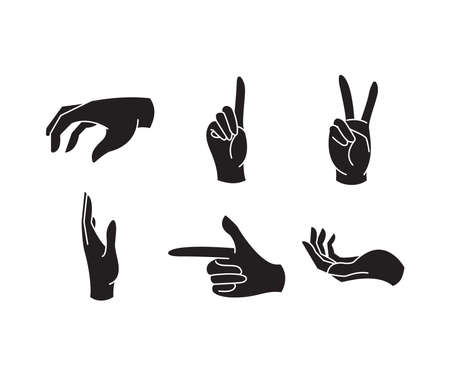 hand gestures set silhouette illustrationのイラスト素材