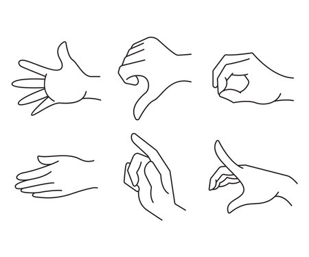 Hands gestures line drawing. Vector illustrationのイラスト素材